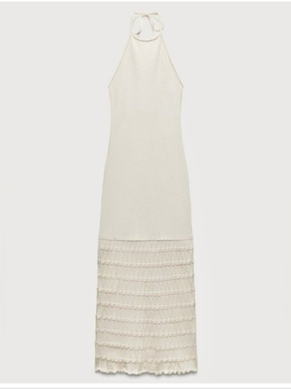 NWT ZARA | Cream Crochet Halter Dress sz M - Picture 2 of 9